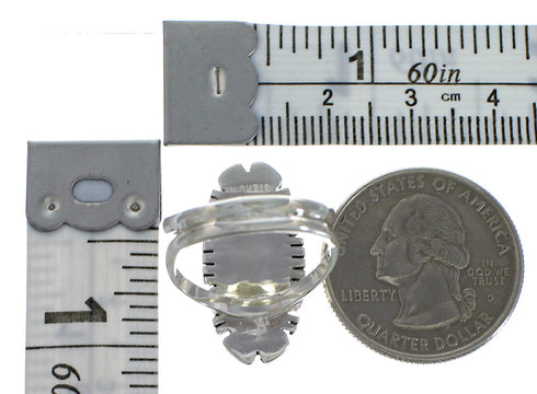 Turquoise And Opal Inlay Southwestern Silver Ring Size 6-3/4 AX52637